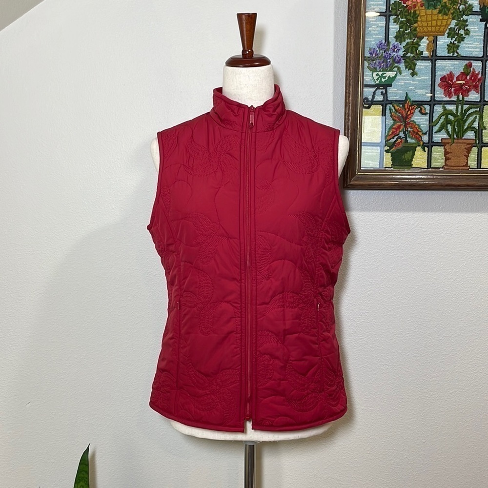 Pendleton Threaded Paisley Print Vest Red Size Small